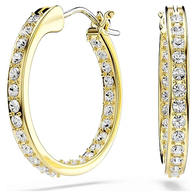 Sommerset hoop earrings, Small, White, Gold-tone plated by SWAROVSKI