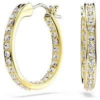 Sommerset hoop earrings, Small, White, Gold-tone plated by SWAROVSKI
