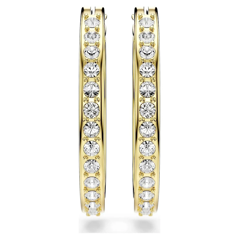 Sommerset hoop earrings, Small, White, Gold-tone plated by SWAROVSKI