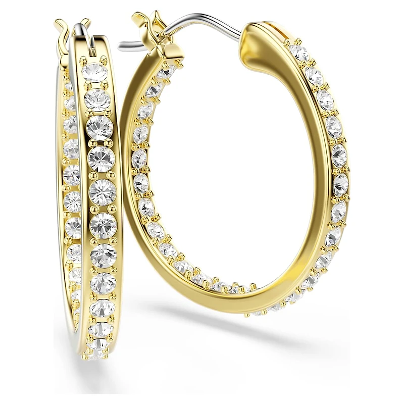 Sommerset hoop earrings, Small, White, Gold-tone plated by SWAROVSKI