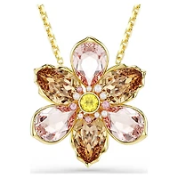 Idyllia pendant and brooch, Mixed cuts, Flower, Multicolored, Gold-tone plated by SWAROVSKI
