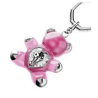 Teddy key ring, Bear, Pink, Rhodium plated by SWAROVSKI