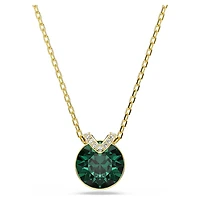 Bella V pendant, Round cut, Green, Gold-tone plated by SWAROVSKI