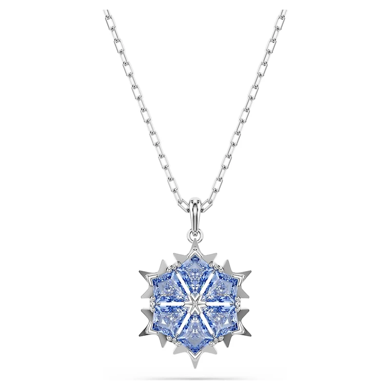Magic pendant, Snowflake, Blue, Rhodium plated by SWAROVSKI