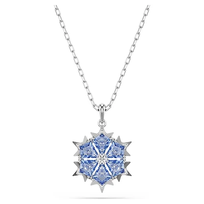Magic pendant, Snowflake, Blue, Rhodium plated by SWAROVSKI