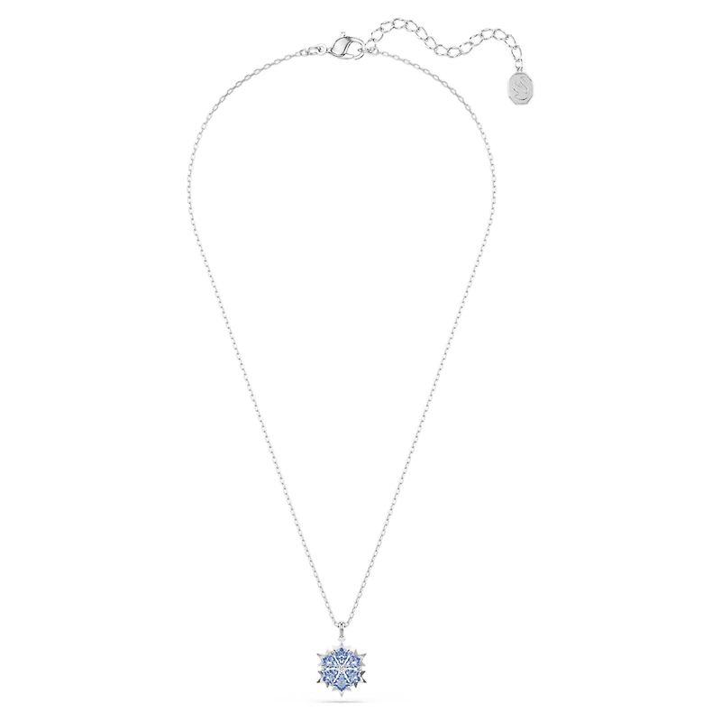Magic pendant, Snowflake, Blue, Rhodium plated by SWAROVSKI