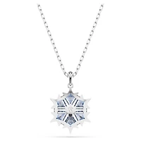 Magic pendant, Snowflake, Blue, Rhodium plated by SWAROVSKI