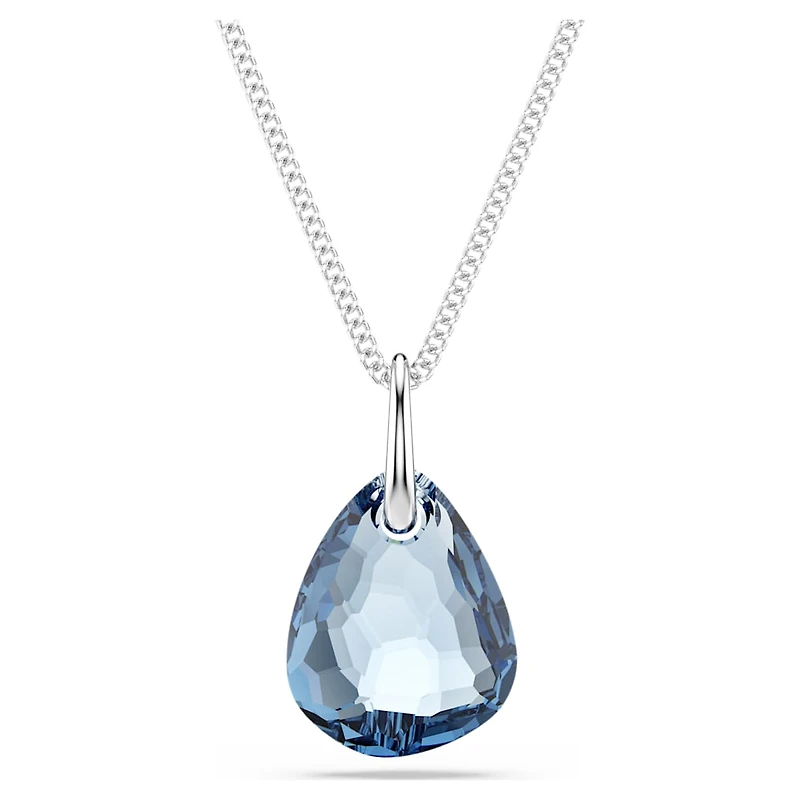 Galet pendant, Blue, Rhodium plated by SWAROVSKI