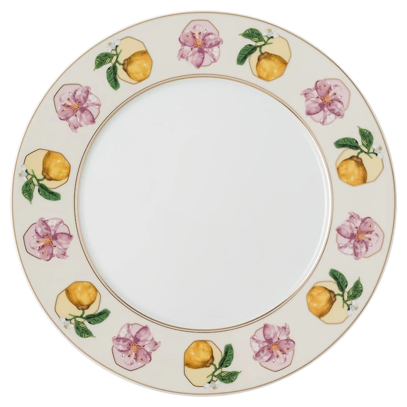 Idyllia dinner plate, Porcelain, Crystal print motif, lily citron, Multicoloured by SWAROVSKI