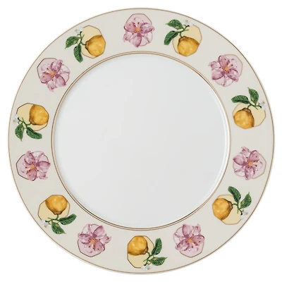 Idyllia dinner plate, Porcelain, Crystal print motif, lily citron, Multicoloured by SWAROVSKI