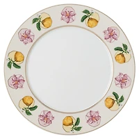 Idyllia dinner plate, Porcelain, Crystal print motif, lily citron, Multicoloured by SWAROVSKI