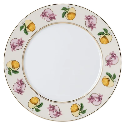 Idyllia dessert plate, Porcelain, Crystal print motif, lily citron, Multicoloured by SWAROVSKI