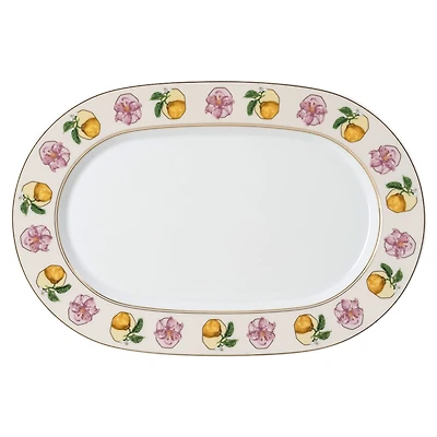 Idyllia platter, Porcelain, Crystal print motif, lily citron, Small, Multicoloured by SWAROVSKI