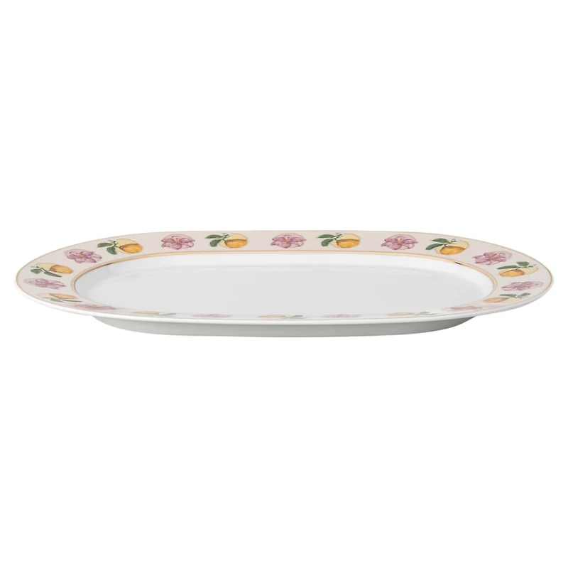 Idyllia platter, Porcelain, Crystal print motif, lily citron, Small, Multicoloured by SWAROVSKI