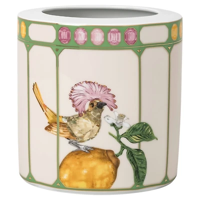 Idyllia vase, Porcelain, Crystal print motif, flycatcher, Medium, Multicoloured by SWAROVSKI