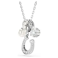 Symbolica pendant, Crystal pearl, Round cut, Pavé, Horse shoe, White
