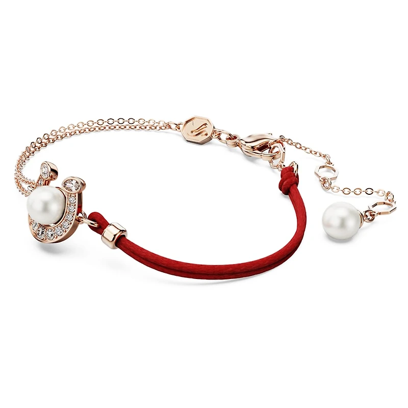 Symbolica bracelet, Crystal pearl, Pavé, Horseshoe, White, Rose gold-tone plated by SWAROVSKI