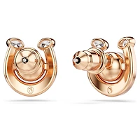 Symbolica stud earrings, Crystal pearl, Pavé, Horse shoe, White, Rose gold-tone plated by SWAROVSKI
