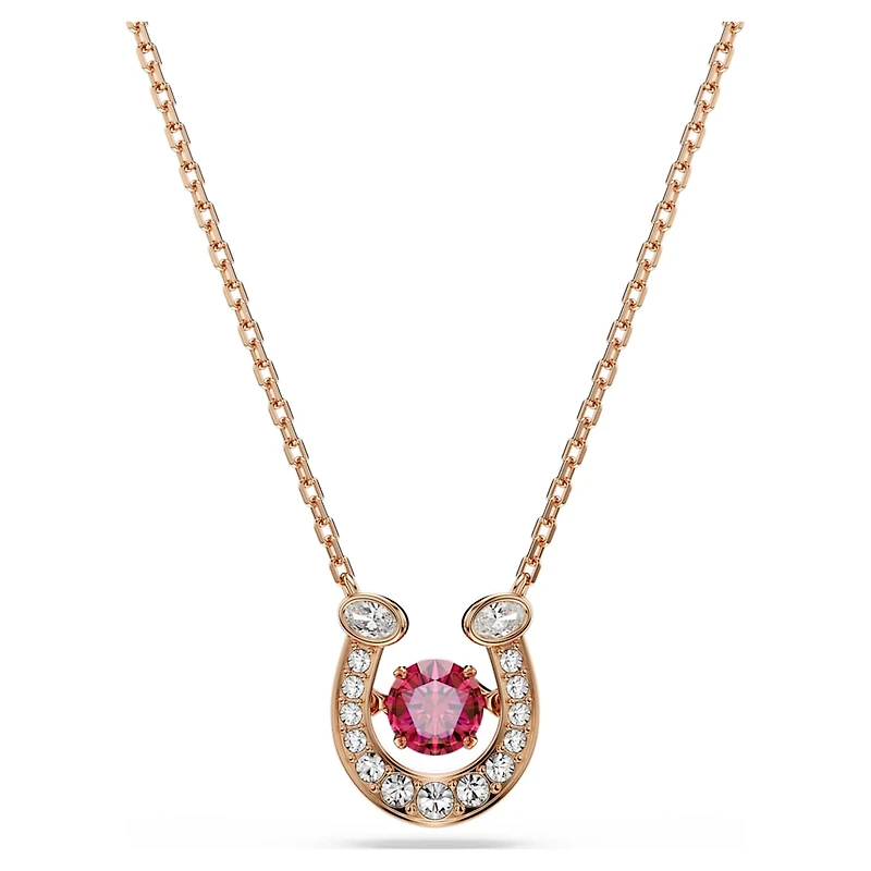 Symbolica pendant, Round cut, Pavé, Horseshoe, Red, Rose gold-tone plated by SWAROVSKI
