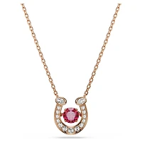 Symbolica pendant, Round cut, Pavé, Horseshoe, Red, Rose gold-tone plated by SWAROVSKI