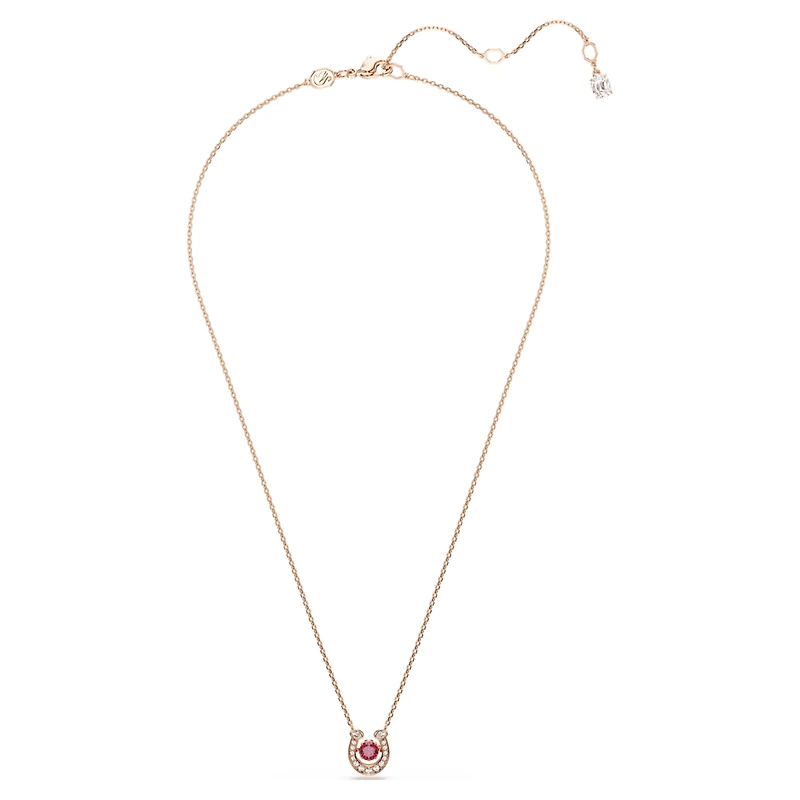 Symbolica pendant, Round cut, Pavé, Horseshoe, Red, Rose gold-tone plated by SWAROVSKI