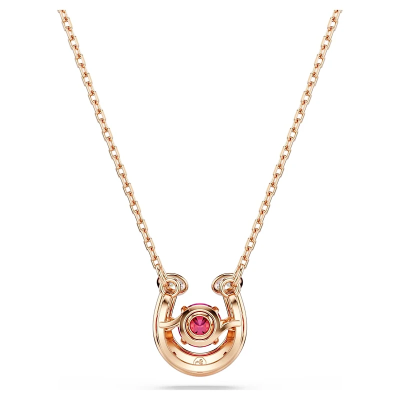 Symbolica pendant, Round cut, Pavé, Horseshoe, Red, Rose gold-tone plated by SWAROVSKI