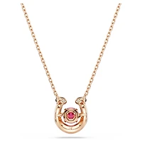 Symbolica pendant, Round cut, Pavé, Horseshoe, Red, Rose gold-tone plated by SWAROVSKI