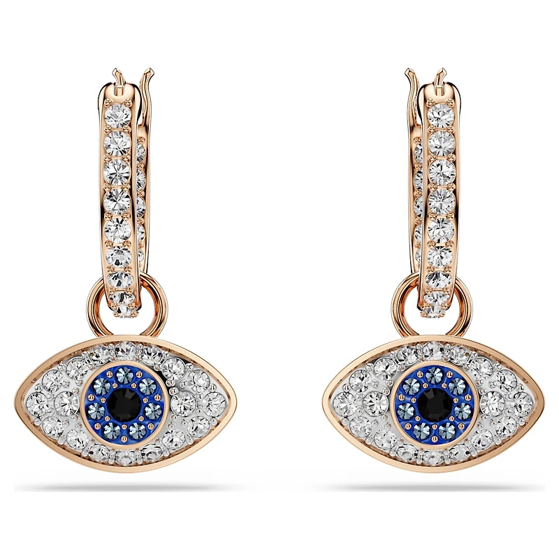 Symbolica drop earrings, Eye, Multicoloured, Rose gold-tone plated by SWAROVSKI