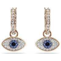 Symbolica drop earrings, Eye, Multicoloured, Rose gold-tone plated by SWAROVSKI