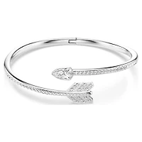 Idyllia bangle, Mixed cuts, Arrow, White, Rhodium plated by SWAROVSKI
