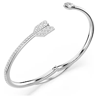 Idyllia bangle, Mixed cuts, Arrow, White, Rhodium plated by SWAROVSKI