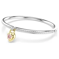 Idyllia bangle, Mixed cuts, Heart, Pink, metal finish by SWAROVSKI