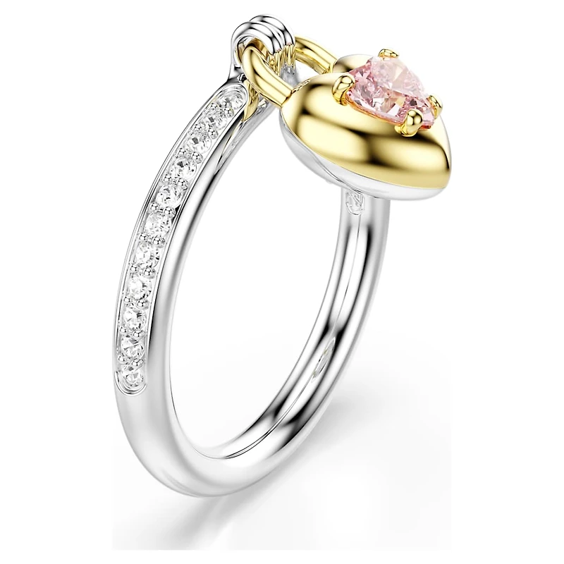Idyllia motif ring, Mixed cuts, Heart, Pink, metal finish by SWAROVSKI