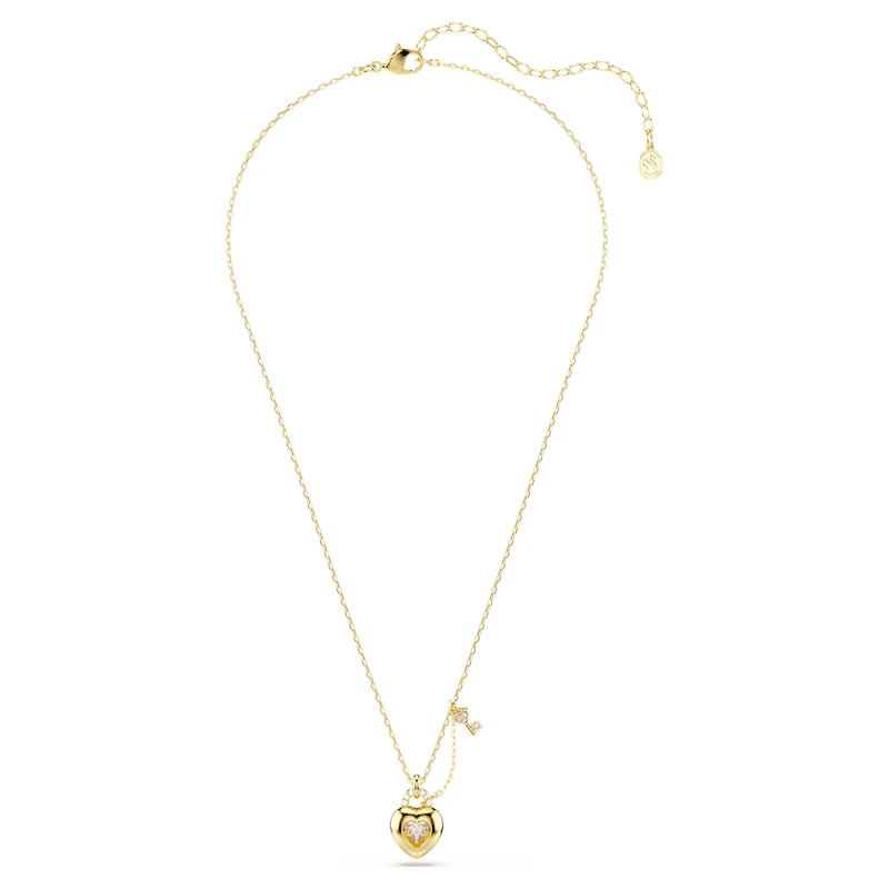 Idyllia pendant, Mixed cuts, Heart, key, Pink