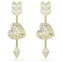 Idyllia drop earrings, Mixed cuts, Heart with arrow, White