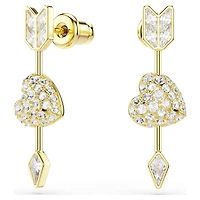 Idyllia drop earrings, Mixed cuts, Heart with arrow, White