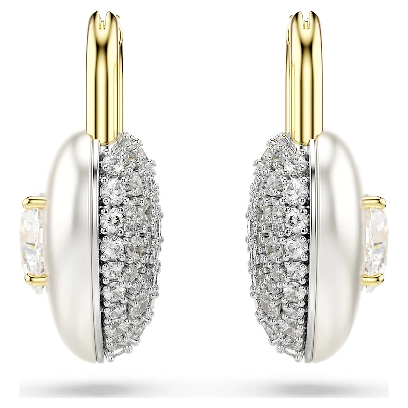 Idyllia drop earrings, Mixed cuts, Heart, White, Gold-tone plated by SWAROVSKI