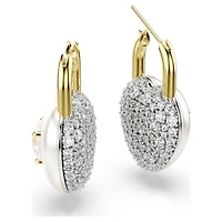 Idyllia drop earrings, Mixed cuts, Heart, White, Gold-tone plated by SWAROVSKI