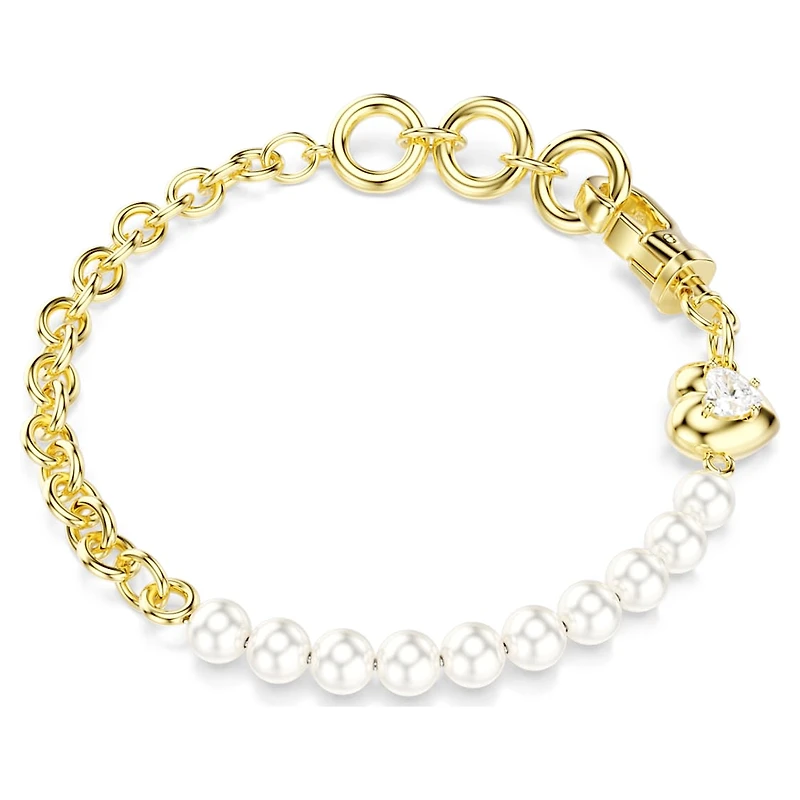 Idyllia bracelet, Crystal pearl, White, Gold-tone plated by SWAROVSKI