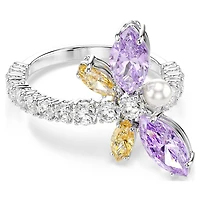 Ariana Grande x Swarovski motif ring, Mixed cuts, Dragonfly, Multicoloured, Rhodium plated by SWAROVSKI