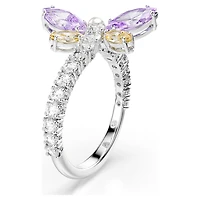 Ariana Grande x Swarovski motif ring, Mixed cuts, Dragonfly, Multicoloured, Rhodium plated by SWAROVSKI