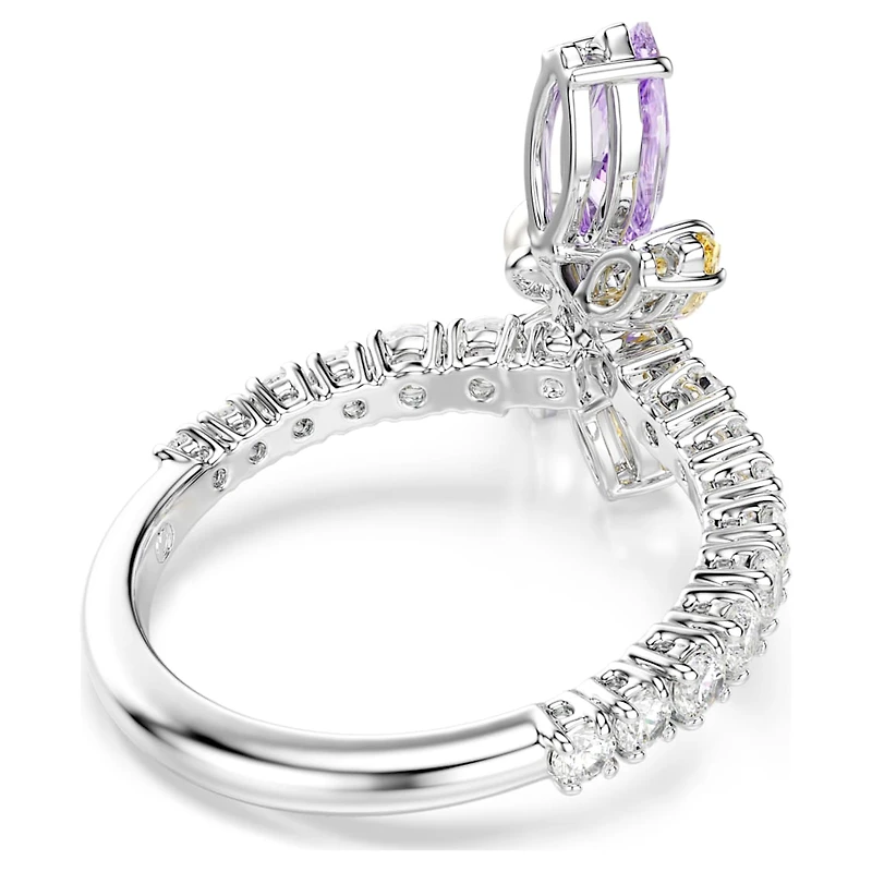 Ariana Grande x Swarovski motif ring, Mixed cuts, Dragonfly, Multicoloured, Rhodium plated by SWAROVSKI