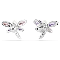 Ariana Grande x Swarovski stud earrings, Mixed cuts, Dragonfly, Multicoloured, Rhodium plated by SWAROVSKI
