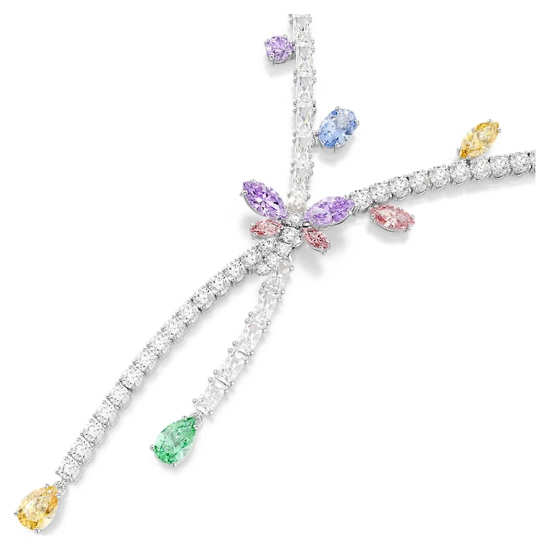 Ariana Grande x Swarovski necklace, Mixed cuts, Dragonfly, Multicoloured, Rhodium plated by SWAROVSKI