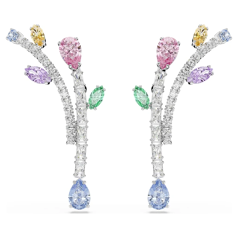 Ariana Grande x Swarovski drop earrings, Mixed cuts, Multicoloured, Rhodium plated by SWAROVSKI