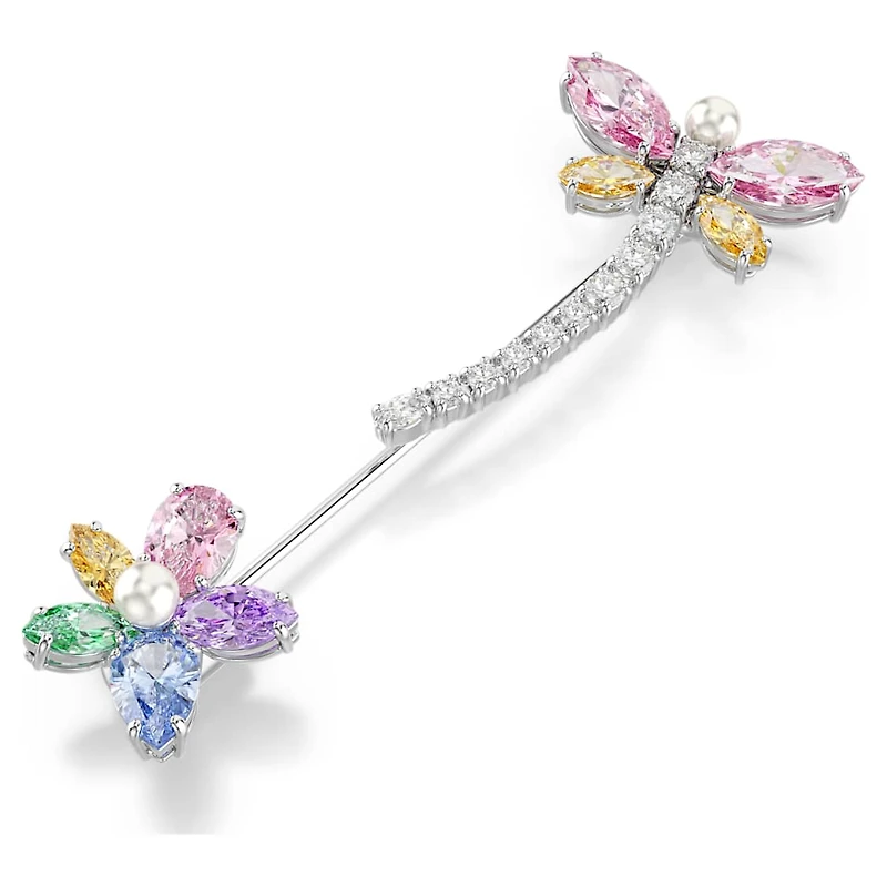 Ariana Grande x Swarovski brooch, Mixed cuts, Dragonfly, Multicoloured, Rhodium plated by SWAROVSKI
