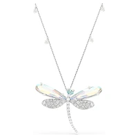 Ariana Grande x Swarovski pendant and brooch, Crystal pearl, Mixed cuts, Dragonfly, White, Rhodium plated by SWAROVSKI