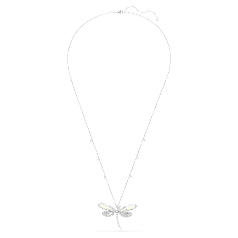 Ariana Grande x Swarovski pendant and brooch, Crystal pearl, Mixed cuts, Dragonfly, White, Rhodium plated by SWAROVSKI