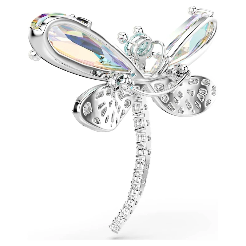 Ariana Grande x Swarovski pendant and brooch, Crystal pearl, Mixed cuts, Dragonfly, White, Rhodium plated by SWAROVSKI