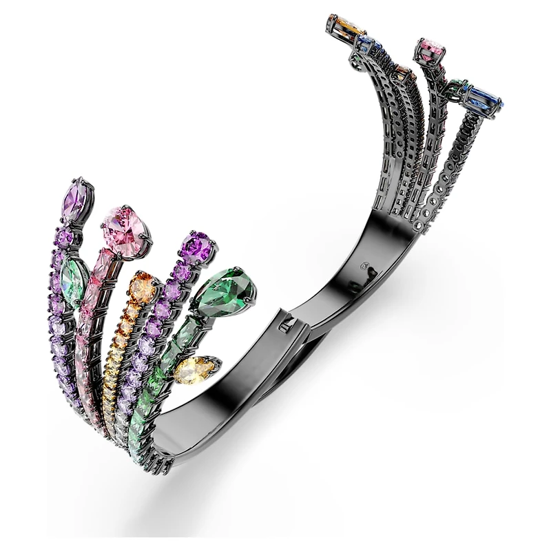 Matrix bangle, Mixed cuts, Bouquet, Multicoloured, Ruthenium plated by SWAROVSKI